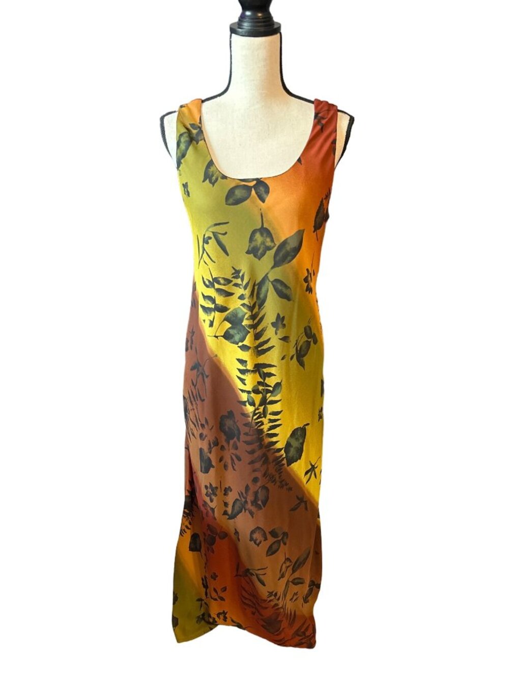 Jessica Howard Summer Dress Maxi Sleeveless Ombre Brown Orange Lined Size 14